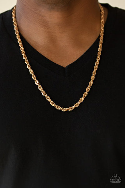 Instant Replay - Gold Mens Necklace