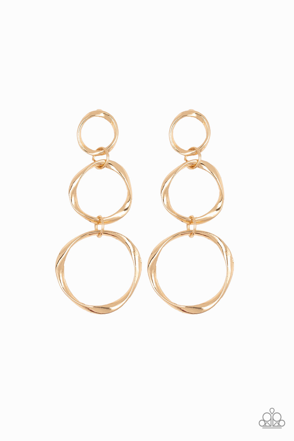 Three Ring Radiance - Gold Post Earrings