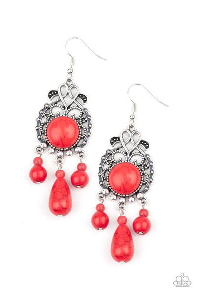 Stone Bliss - Red Earrings