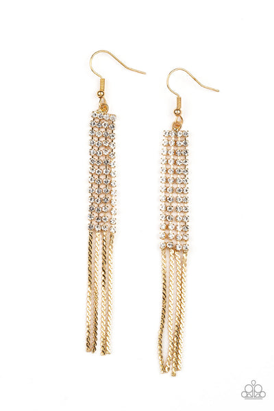 Rhinestone Romance - Gold Earrings