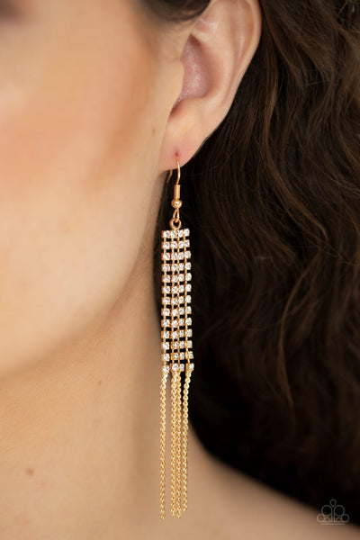 Rhinestone Romance - Gold Earrings