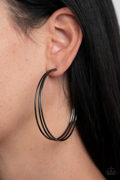 Rimmed Radiance - Black Earrings