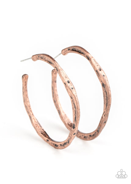 Asymmetrical Attitude - Copper Earrings