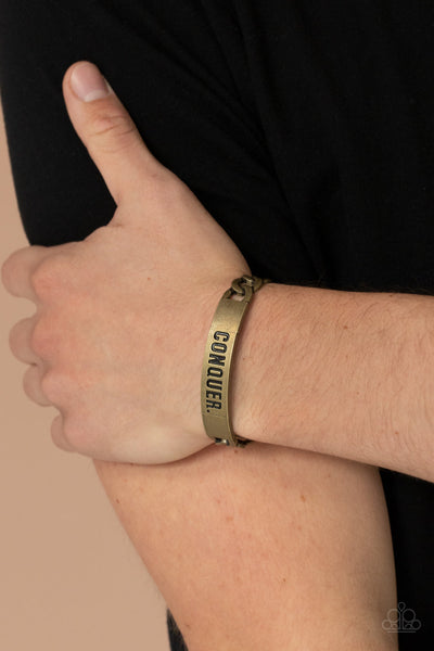 Conquer Your Fears - Brass Men's Bracelet