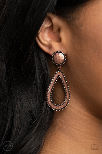 Beyond The Borders - Copper Clip-On Earrings