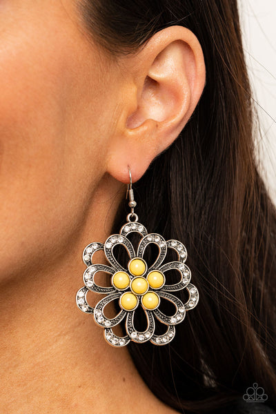 Dazzling Dewdrops - Yellow Earrings