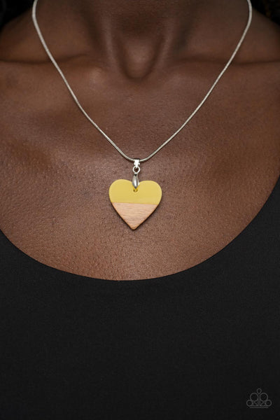 You Complete Me - Yellow Acrylic Heart Necklace